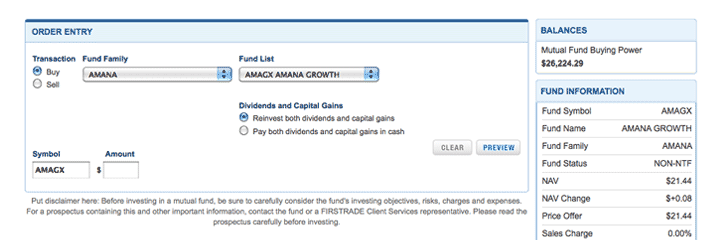 Mutual fund orders